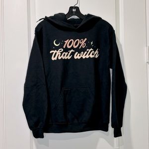 Threadless Black 100% That Witch Hooded Sweatshirt Size Small New